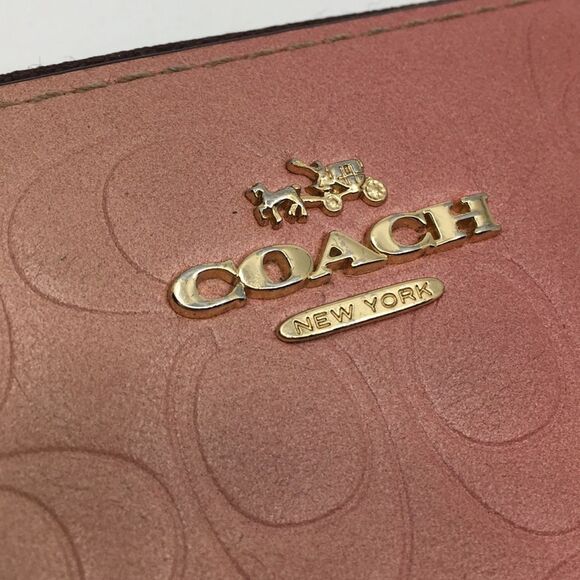 Coach Pink Ombré Signature Leather Accordion Zip Around Long Wallet - Picture 12 of 16